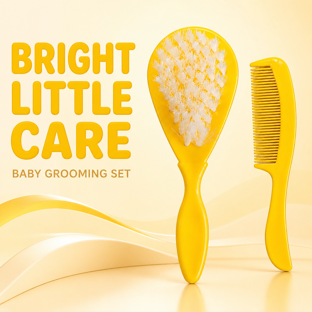 Kids Boon Gentle Baby Comb and Hairbrush Set – Soft Bristle Cradle Cap Brush & Fine-Tooth Detangling Comb for Newborns and Toddlers