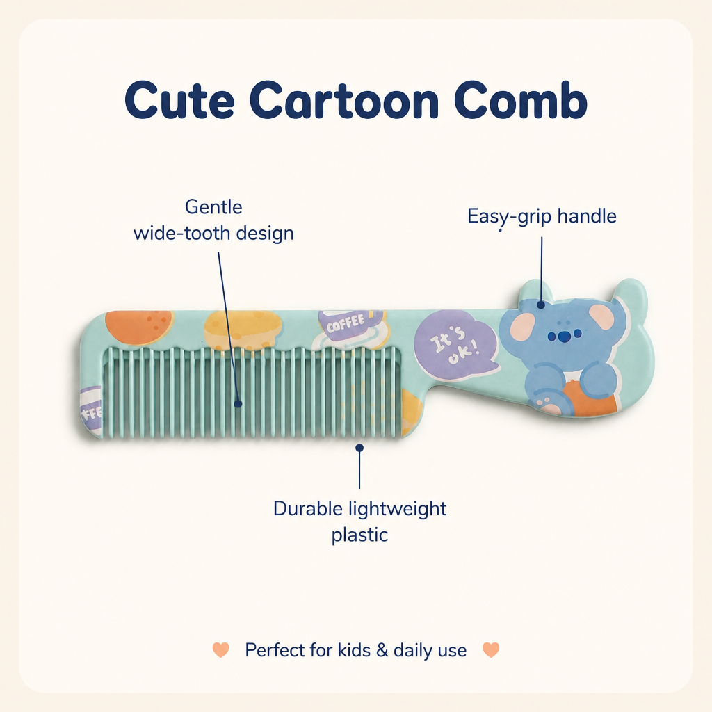 Ultra-Soft Gentle Baby Hair Comb – Cute Koala & Pastel Printed Toddler Grooming Brush