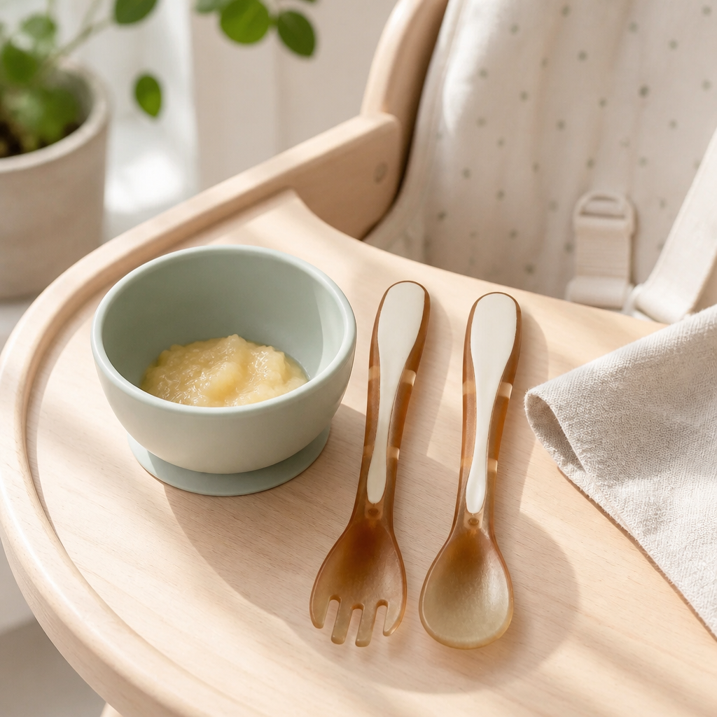 Kids Boon Ergonomic Self-Feeding Baby Spoon and Fork Set