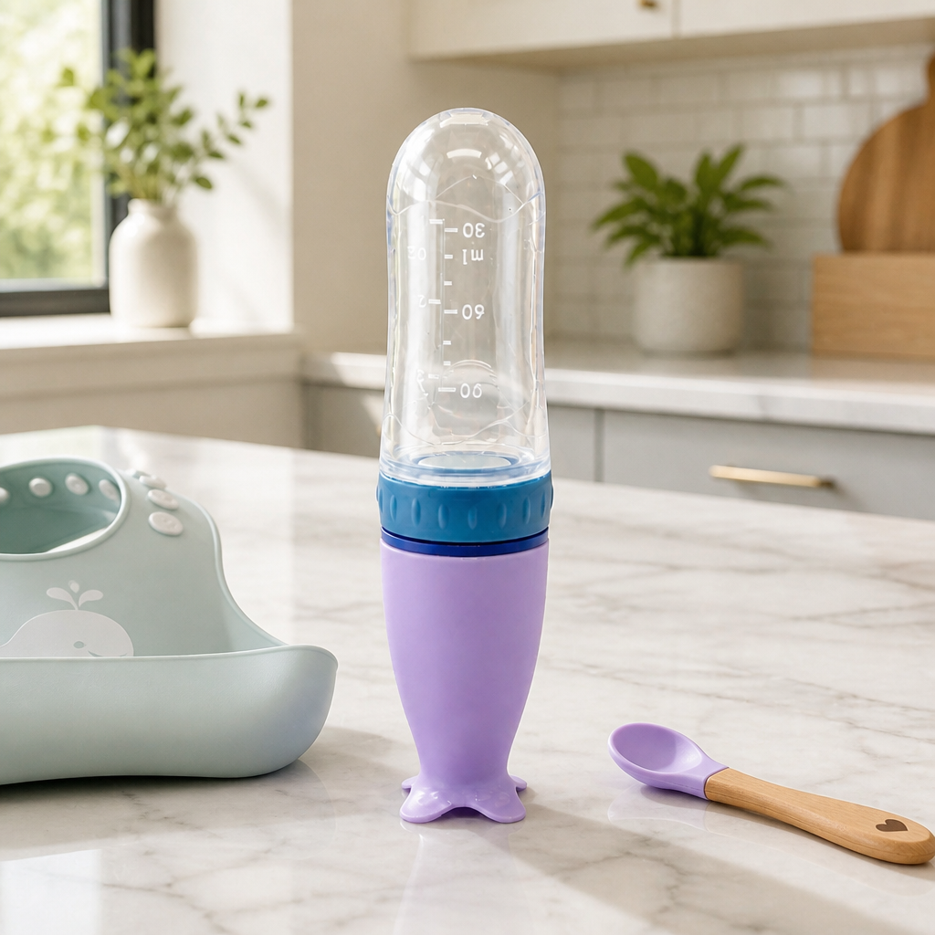 Silicone Baby Food Dispensing Spoon & Squeeze Feeder (90ml) | Mess-Free Infant Weaning Tool