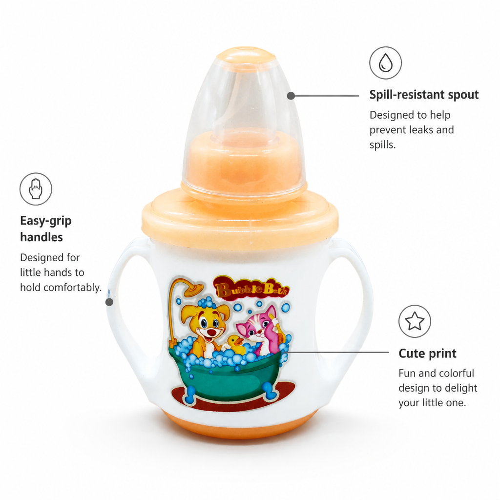 Toddler Training Sippy Cup with Easy-Grip Twin Handles – Spill-Proof Baby Drinking Cup