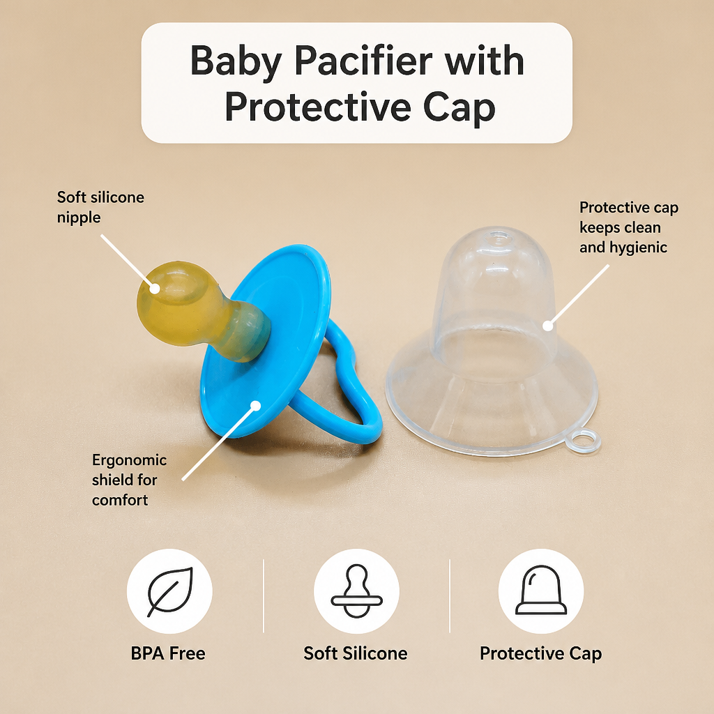 Kids Boon Soothing Baby Pacifier with Protective Hygiene Cap - Blue