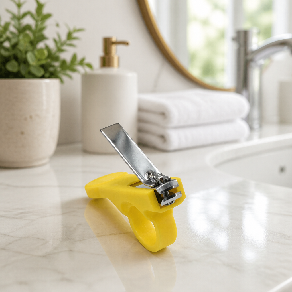 Kids Boon Ergonomic Baby Nail Clipper with Secure-Grip Finger Ring - Safe for Newborns & Infants (Yellow)