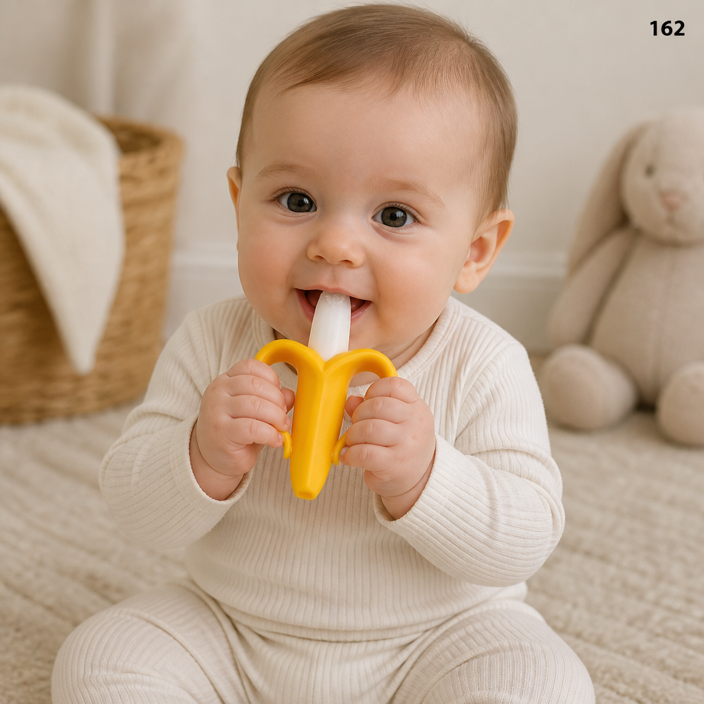 Kids Boon™ Banana Silicone Baby Teether & Training Toothbrush | BPA-Free Infant Teething Toy