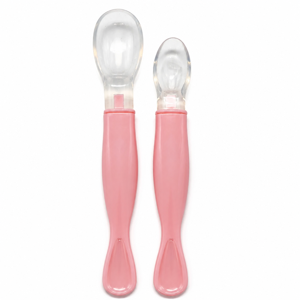 Kids Boon Soft Silicone Baby Feeding Spoons | First Stage Weaning Spoon Set (Pink) | BPA-Free & Gentle on Gums