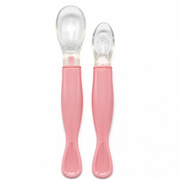 Kids Boon Soft Silicone Baby Feeding Spoons | First Stage Weaning Spoon Set (Pink) | BPA-Free & Gentle on Gums