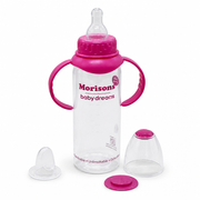 Morisons Baby Dreams BPA-Free Feeding Bottle with Handles – Pink, Sterilizable & Unbreakable
