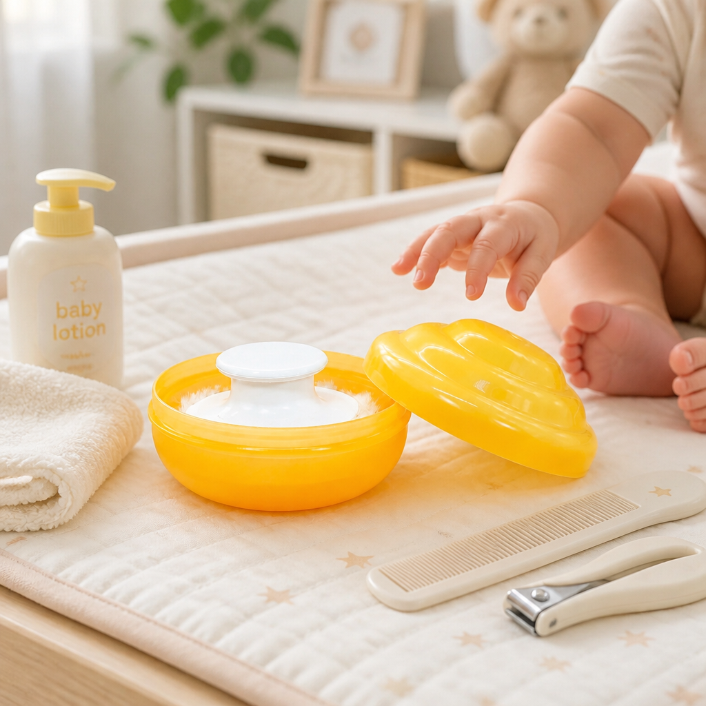 Kids Boon Premium Baby Powder Puff Box & Container – Mess-Free Application