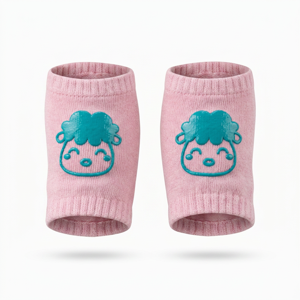 Adorable Anti-Slip Baby Knee Pads for Crawling | Soft Knit Infant Knee Protectors - Pink