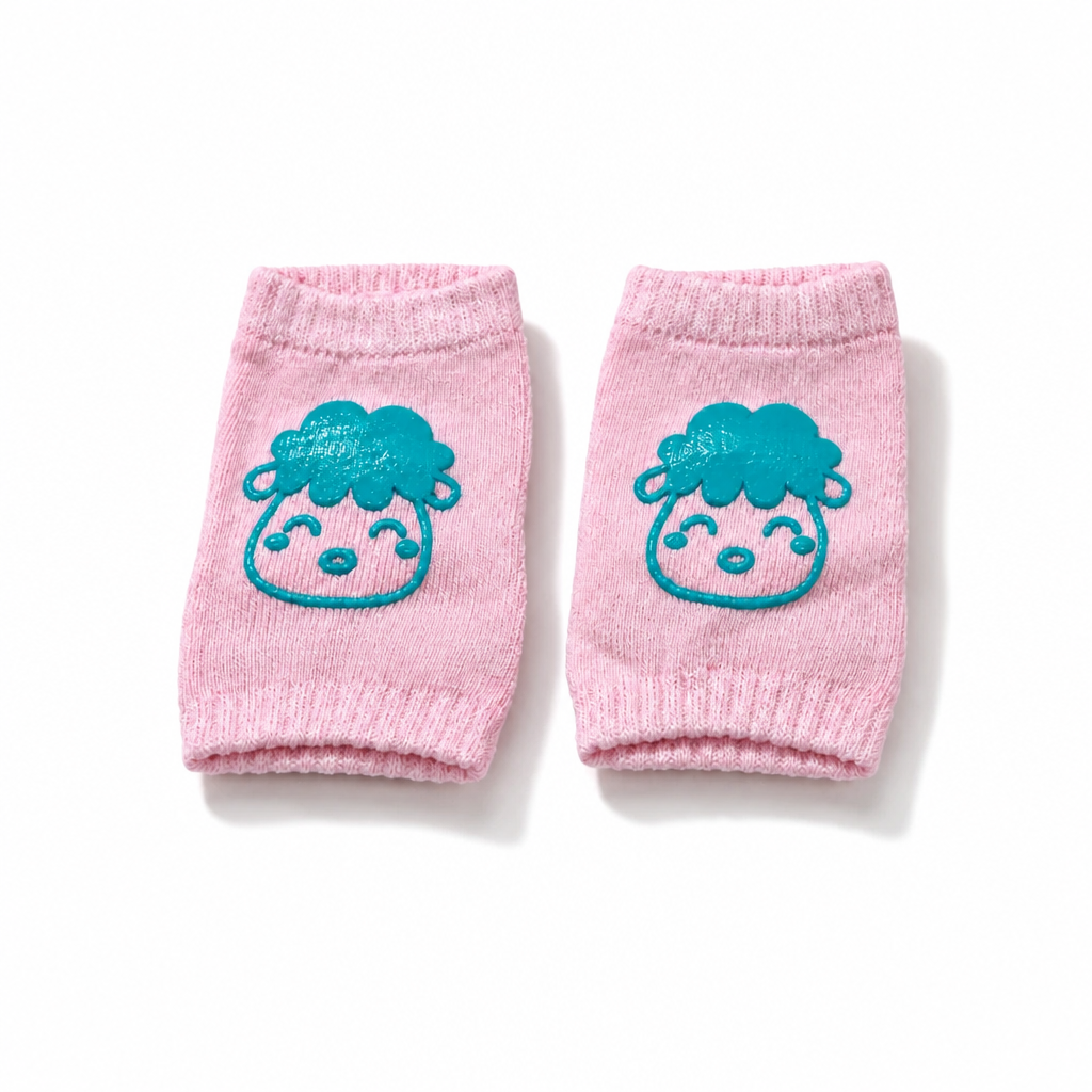 Adorable Anti-Slip Baby Knee Pads for Crawling | Soft Knit Infant Knee Protectors - Pink