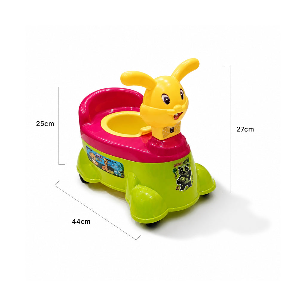 Ride-On Bunny Toddler Potty Training Chair with Wheels & Lid