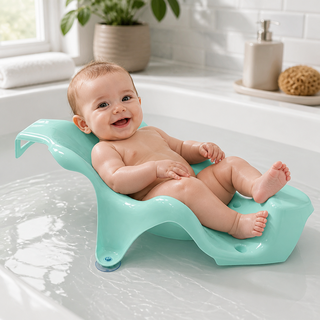 Ergonomic Anti-Slip Baby Bath Seat Support | Reclined Infant & Toddler Bather (0–3 Years)