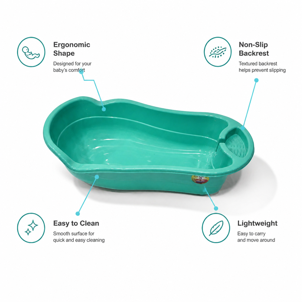 Premium Ergonomic Baby Bath Tub with Smooth Edges - Safe & Comfortable Infant Bathing