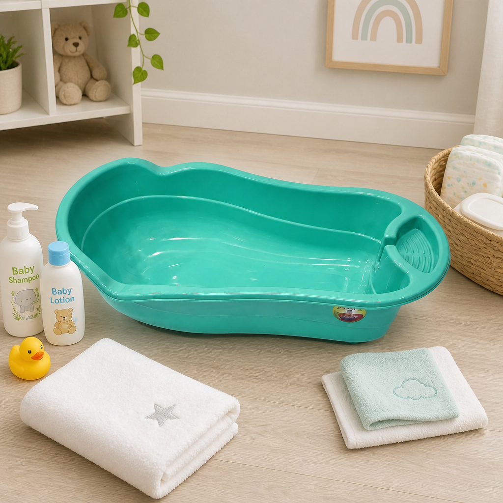 Premium Ergonomic Baby Bath Tub with Smooth Edges - Safe & Comfortable Infant Bathing