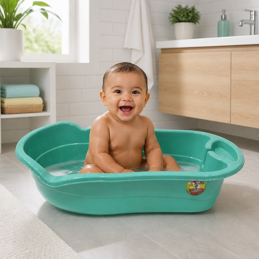 Premium Ergonomic Baby Bath Tub with Smooth Edges - Safe & Comfortable Infant Bathing
