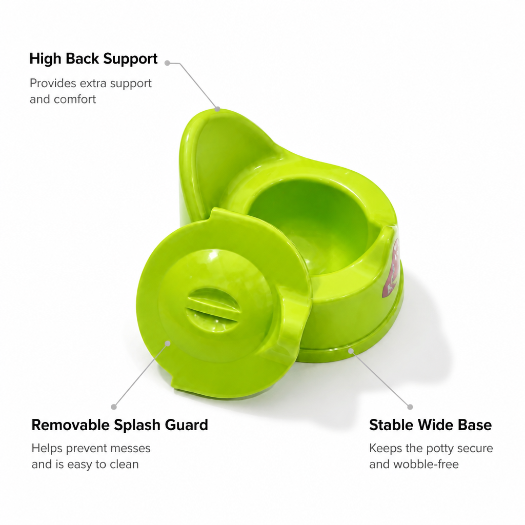 Ergonomic Toddler Potty Training Chair with Lid & Splash Guard - Green