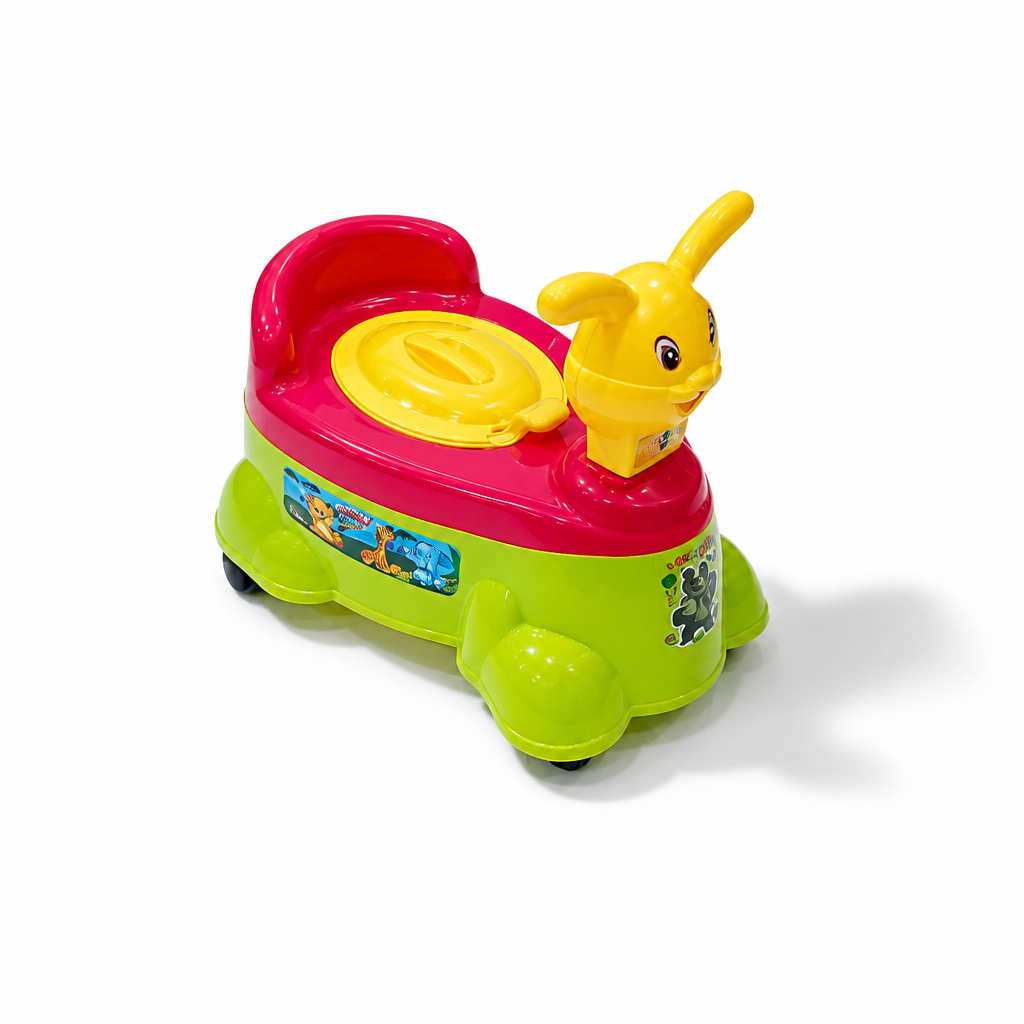 Ride-On Bunny Toddler Potty Training Chair with Wheels & Lid