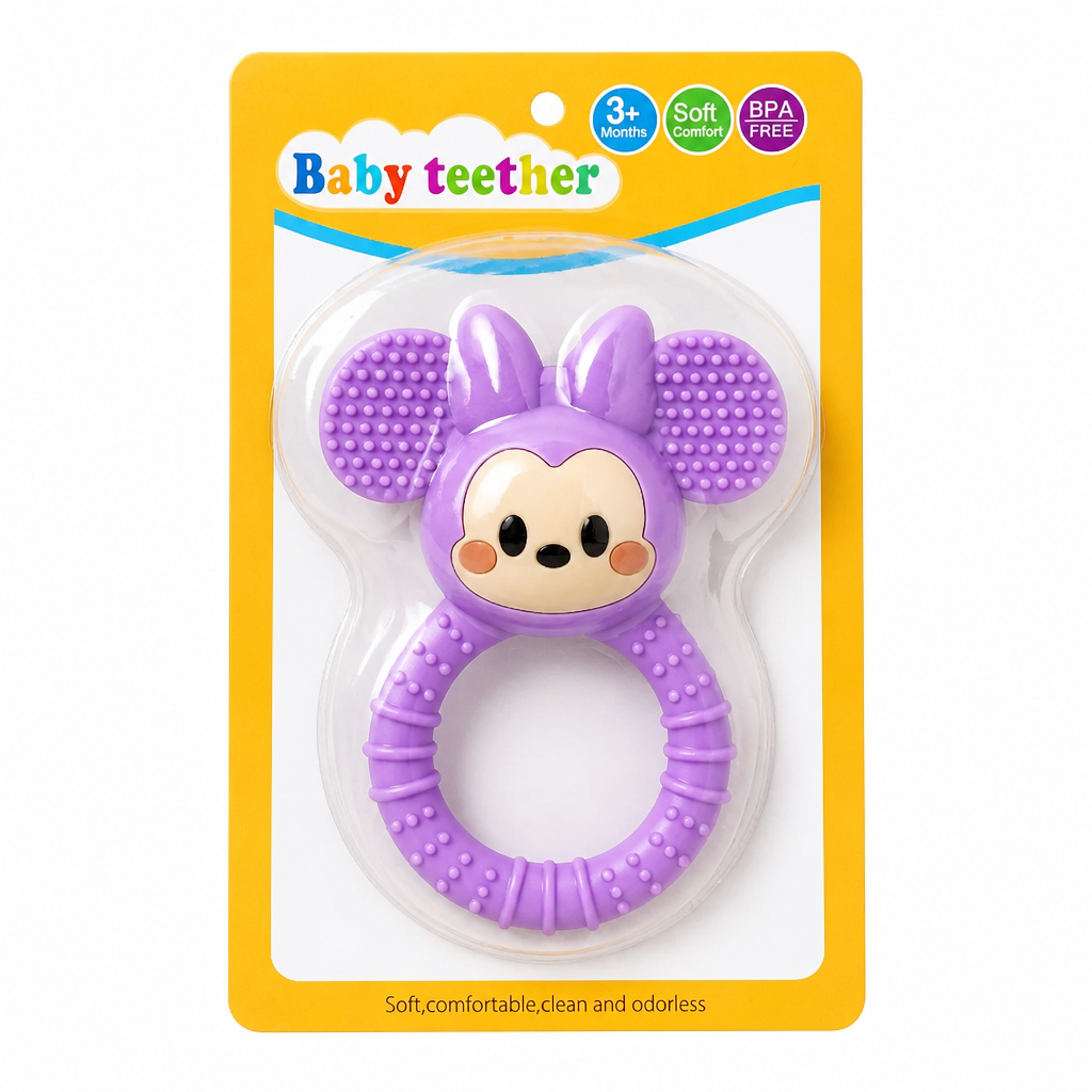Premium BPA-Free Silicone Baby Teether | Soft Soothing Teething Toy for Infants (3-24 Months)