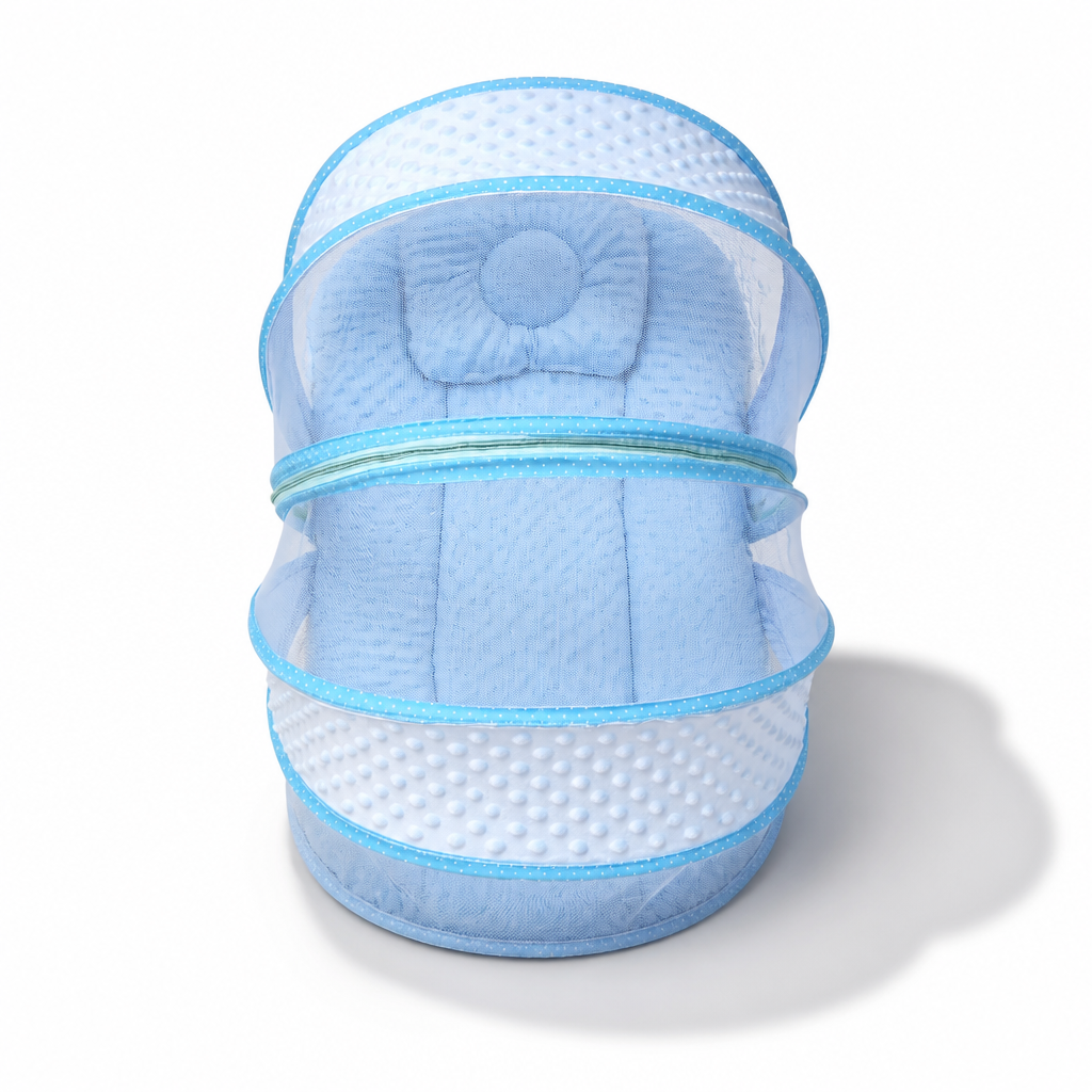 Kids Boon Premium Baby Mosquito Net Bed | Portable Infant Sleeping Mattress with Breathable Mesh Canopy
