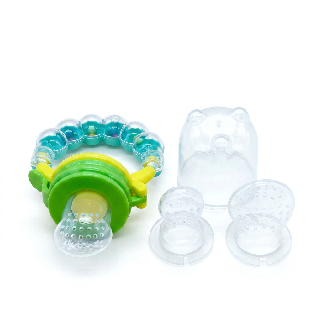 2-in-1 Baby Fruit Feeder Pacifier & Rattle Teether | Food-Grade Silicone Infant Teething Toy