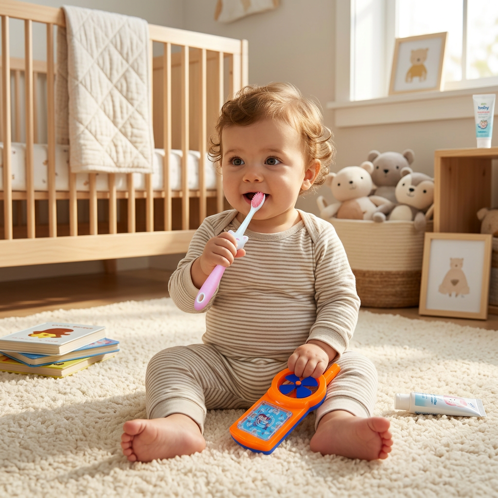 Fun Kitten Kids Toothbrush Set with Interactive Clock & Fan Toy - Soft Bristles for Toddlers
