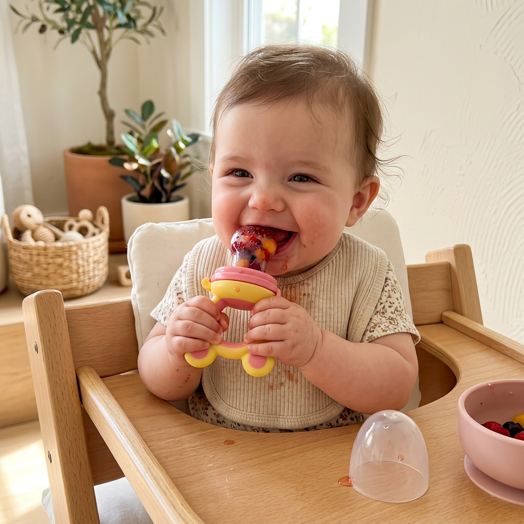 Kids Boon 2-in-1 Baby Fresh Food Feeder & Silicone Teething Pacifier | Safe Fruit Nibbler