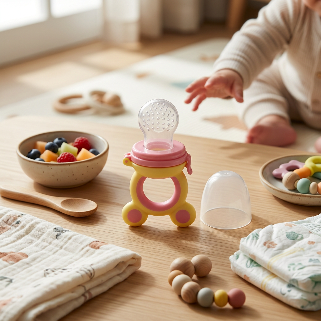 Kids Boon 2-in-1 Baby Fresh Food Feeder & Silicone Teething Pacifier | Safe Fruit Nibbler