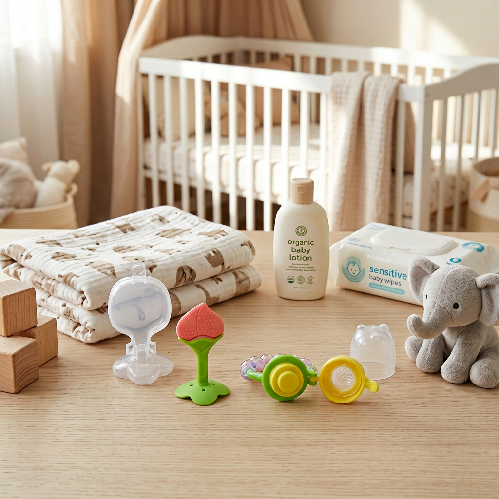 Kids Boon 2-Piece Silicone Fruit Teether & Sensory Rattle Set with Travel Cases | BPA-Free Baby Chew Toys