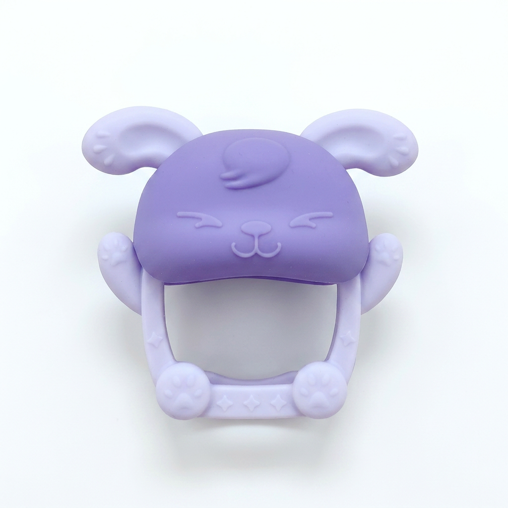 Kids Boon Silicone Bunny Baby Teether – BPA-Free Purple Infant Teething Toy & Soother