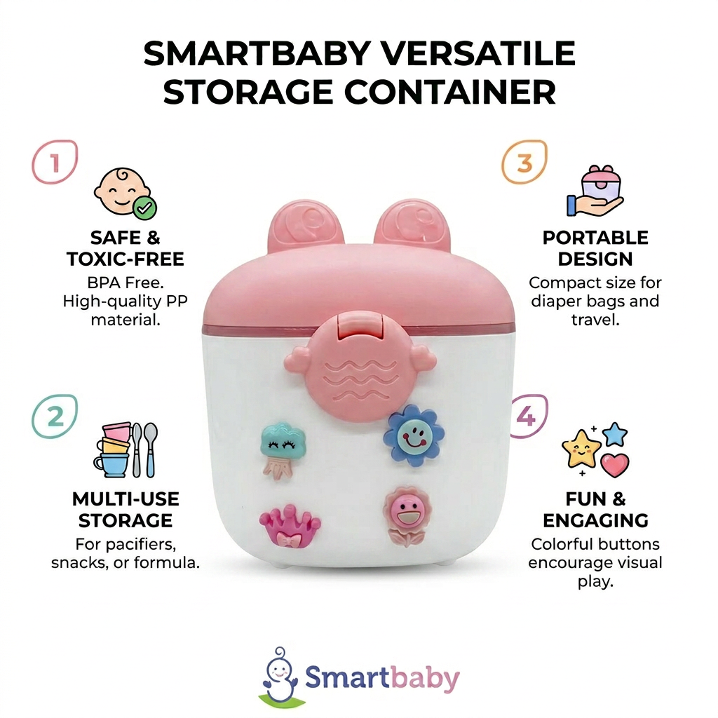 Smartbaby Versatile Baby Storage Container | BPA-Free Travel Dispenser for Snacks, Formula & Pacifiers