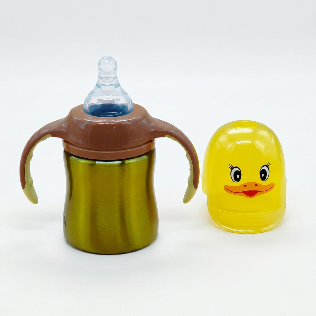 Kids Boon Insulated Stainless Steel Baby Bottle with Handles & Duck Cap