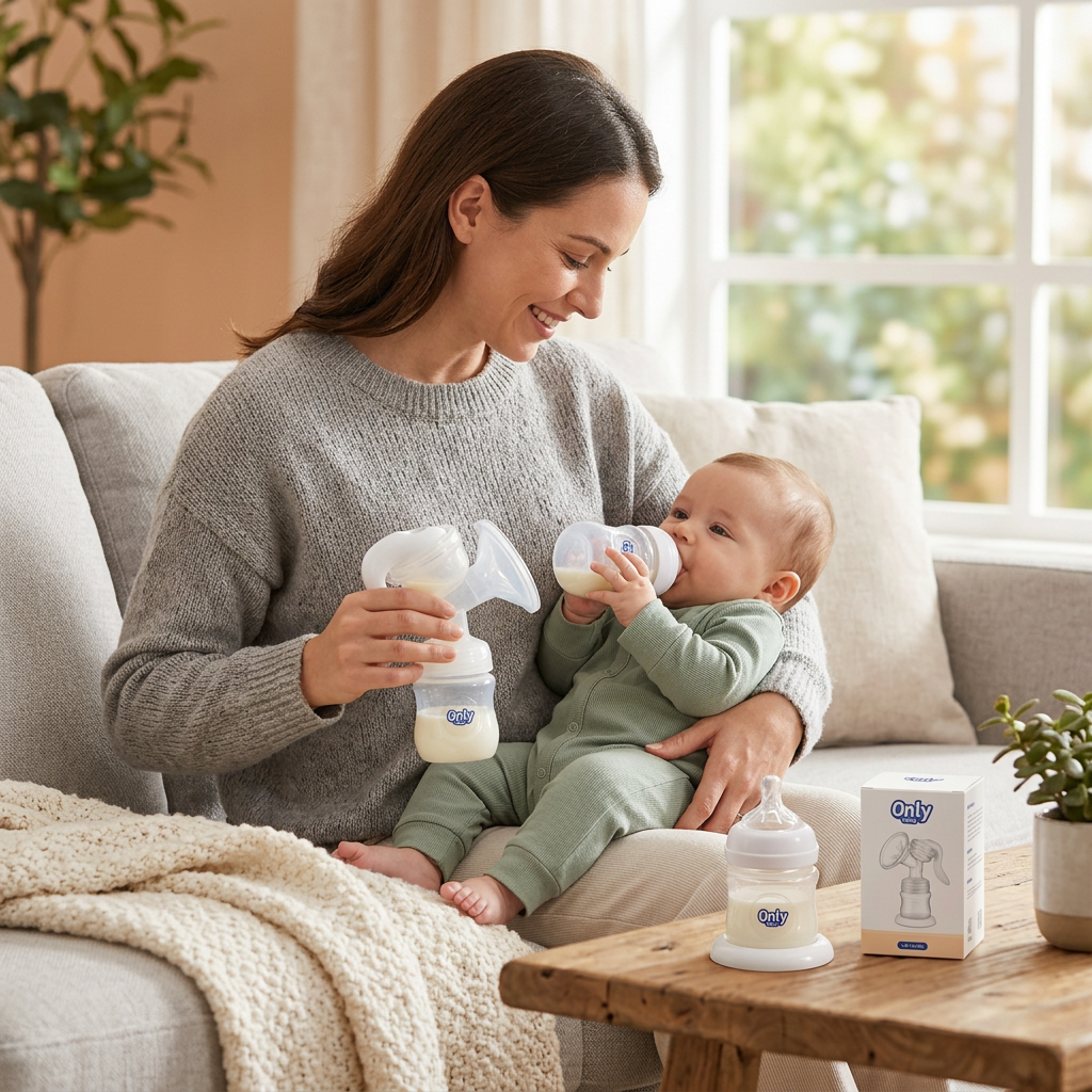 Only Baby Ergonomic Manual Breast Pump & Feeding Bottle Set | BPA-Free, Portable & Quiet