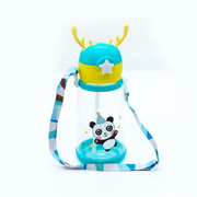Kids Boon Cute Panda Water Bottle with Straw & Adjustable Strap | Spill-Proof School Sipper for Kids