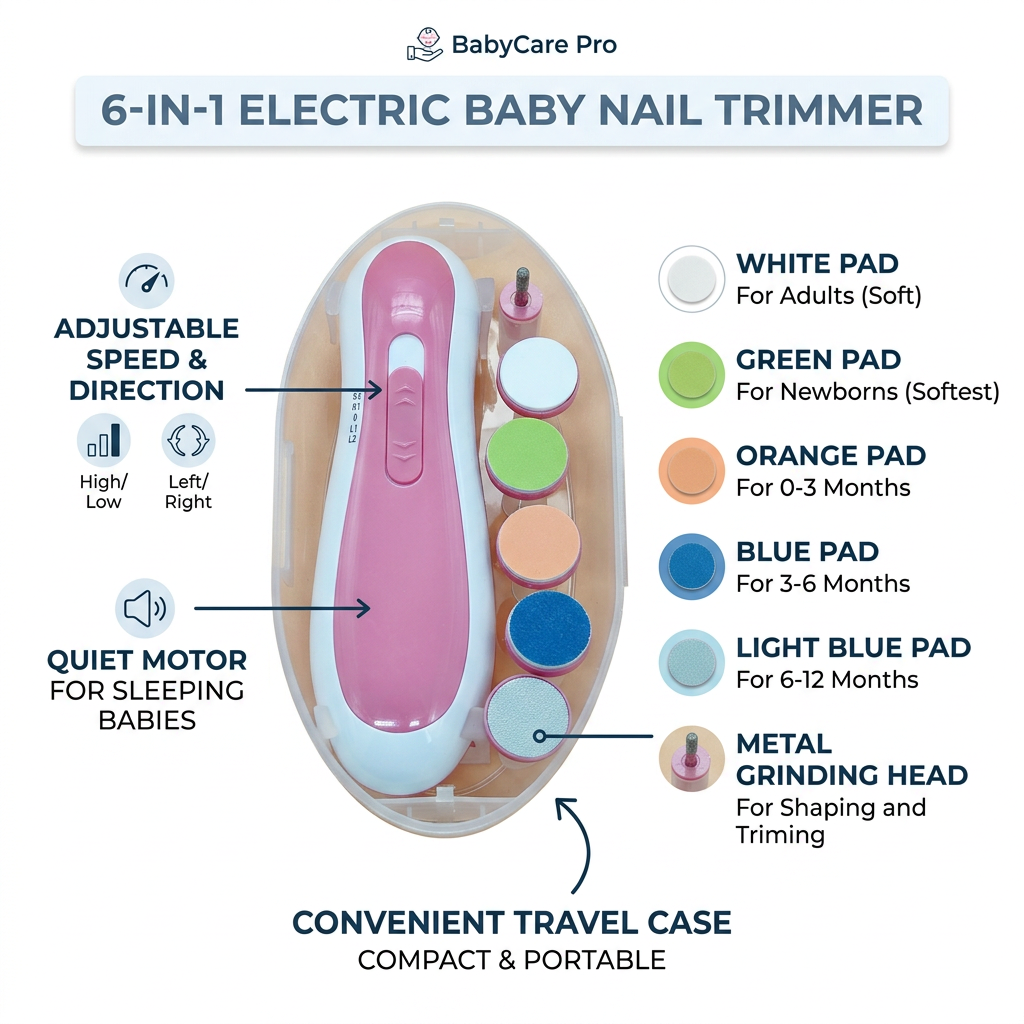 Kids Boon Electric Baby Nail Trimmer Kit – Safe Infant & Newborn Nail File Set