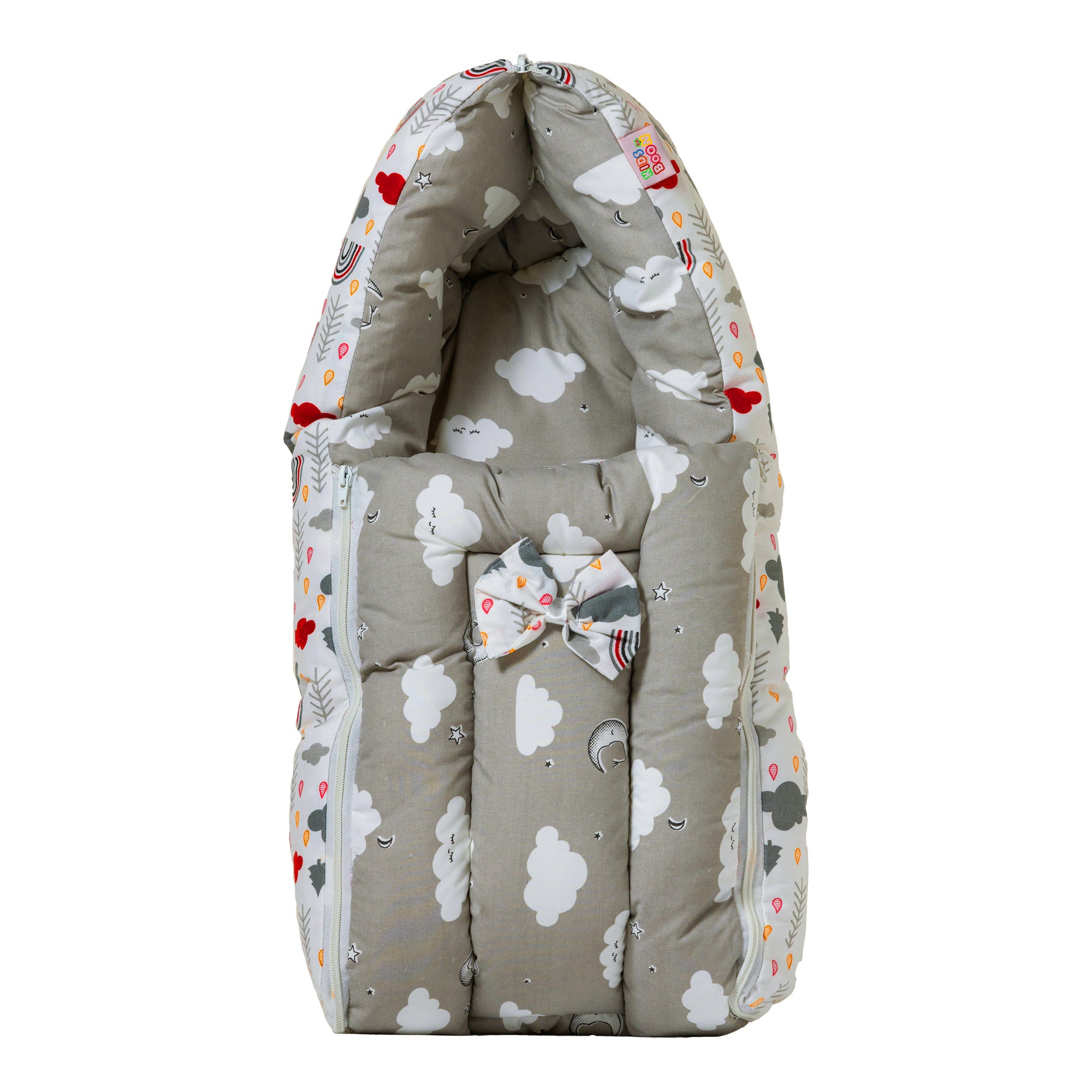 Kids Boon 3-in-1 Premium Baby Carry Bed & Sleeping Nest - Grey Cloud Print