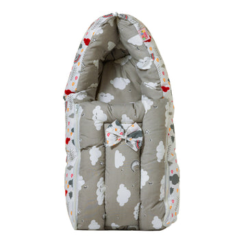 Kids Boon 3-in-1 Premium Baby Carry Bed & Sleeping Nest - Grey Cloud Print