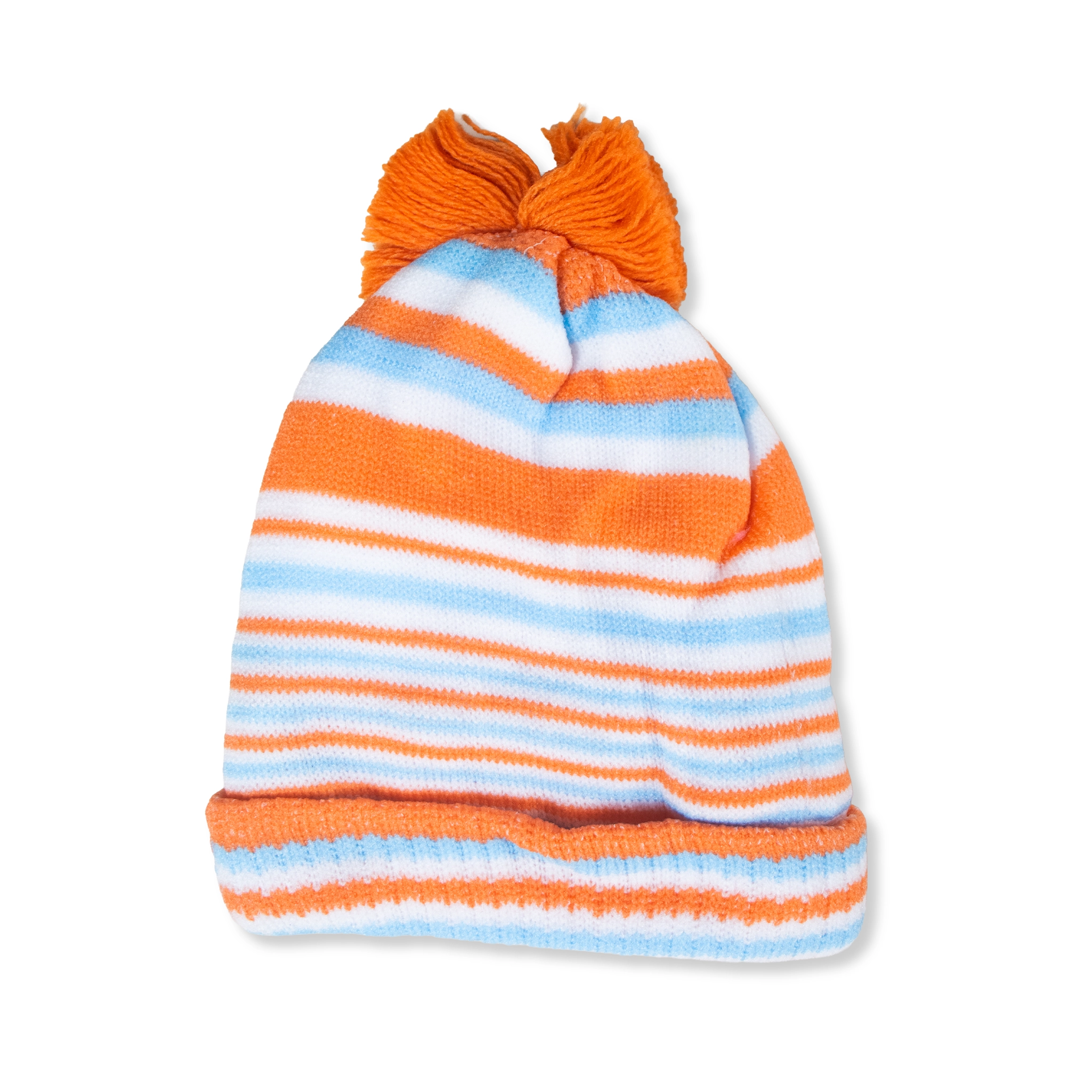 Kids Cute Striped Knitted Beanie Hat with Butterfly Motif – Warm Winter Cap for Infants & Toddlers