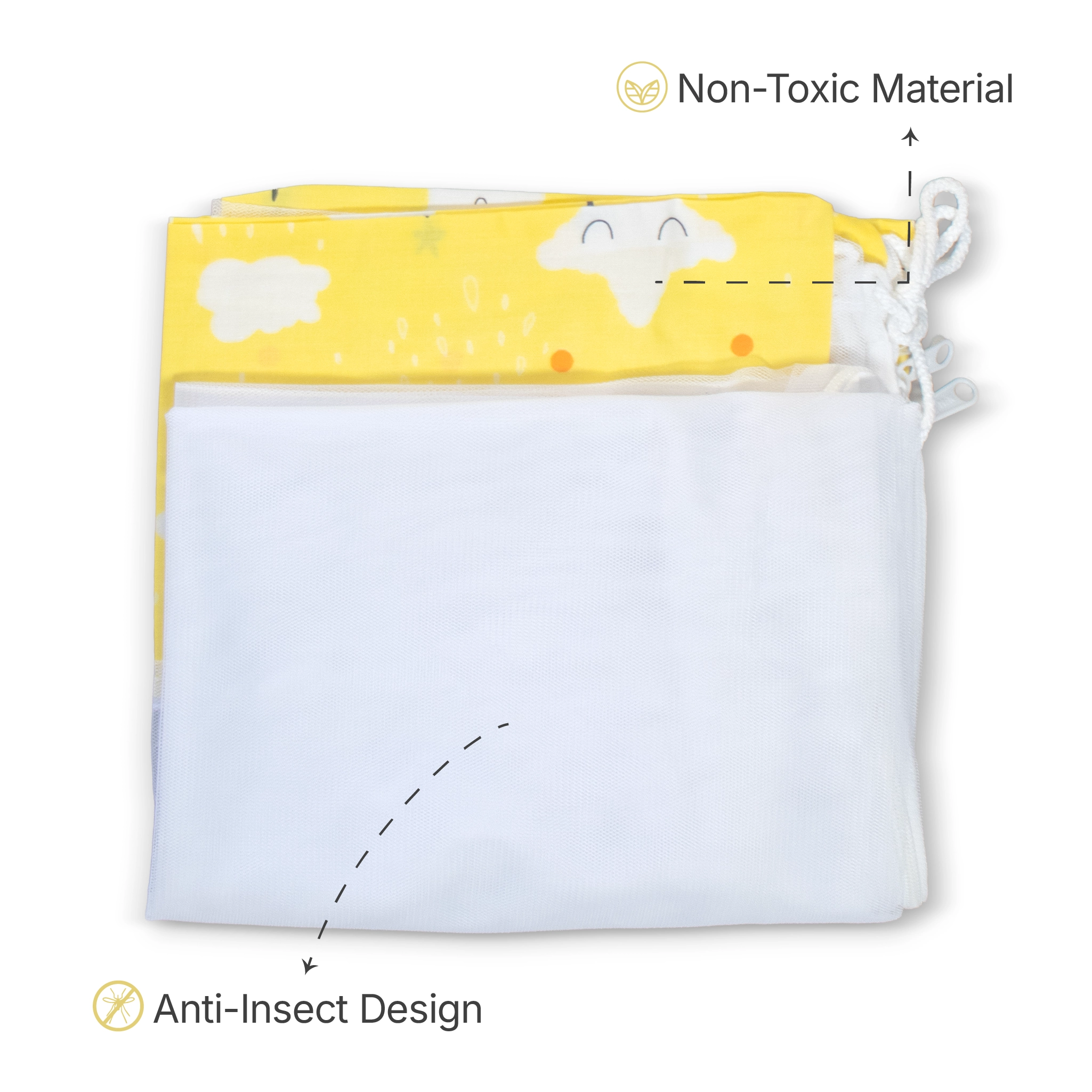 Premium Cotton Baby Hammock Cradle Cloth & Mosquito Net Combo Set (Breathable & Washable)