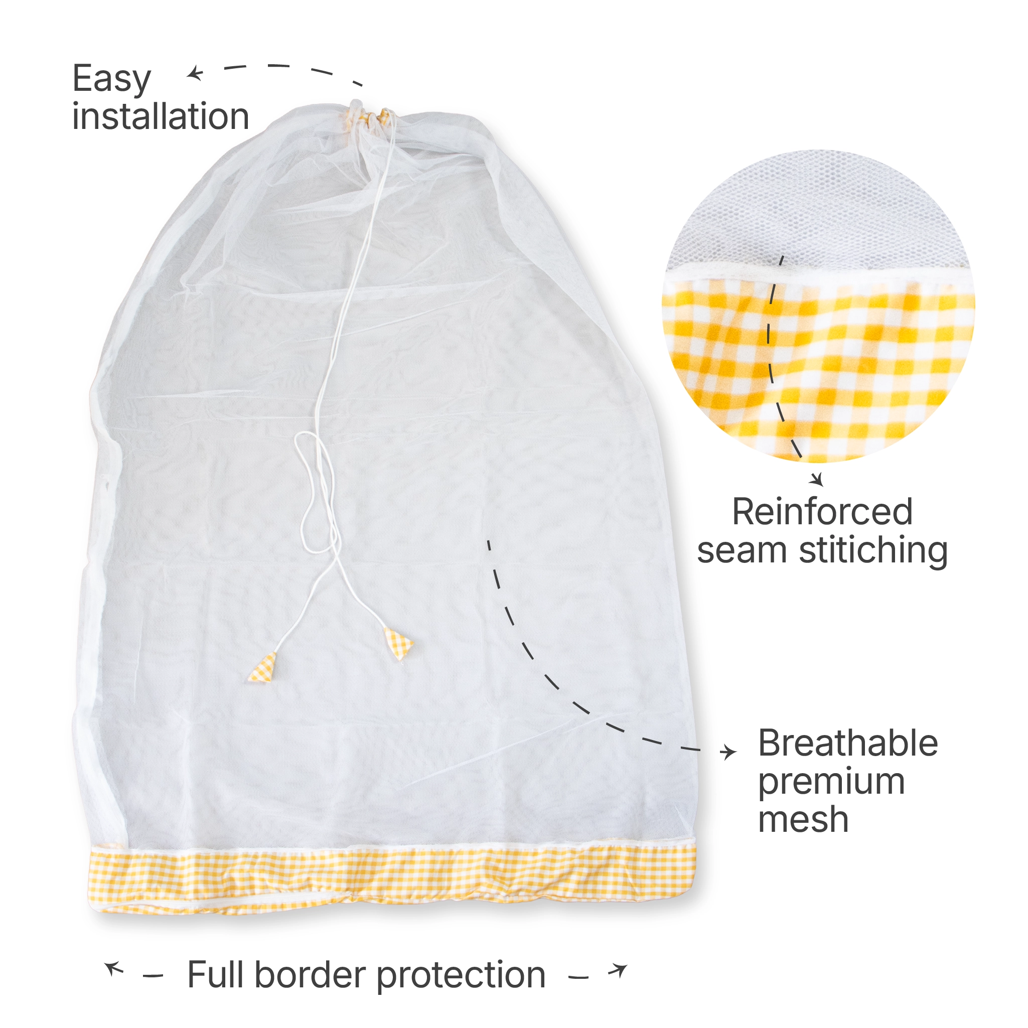 Premium Hanging Cradle Mosquito Net with Decorative Border & Hanging Stars