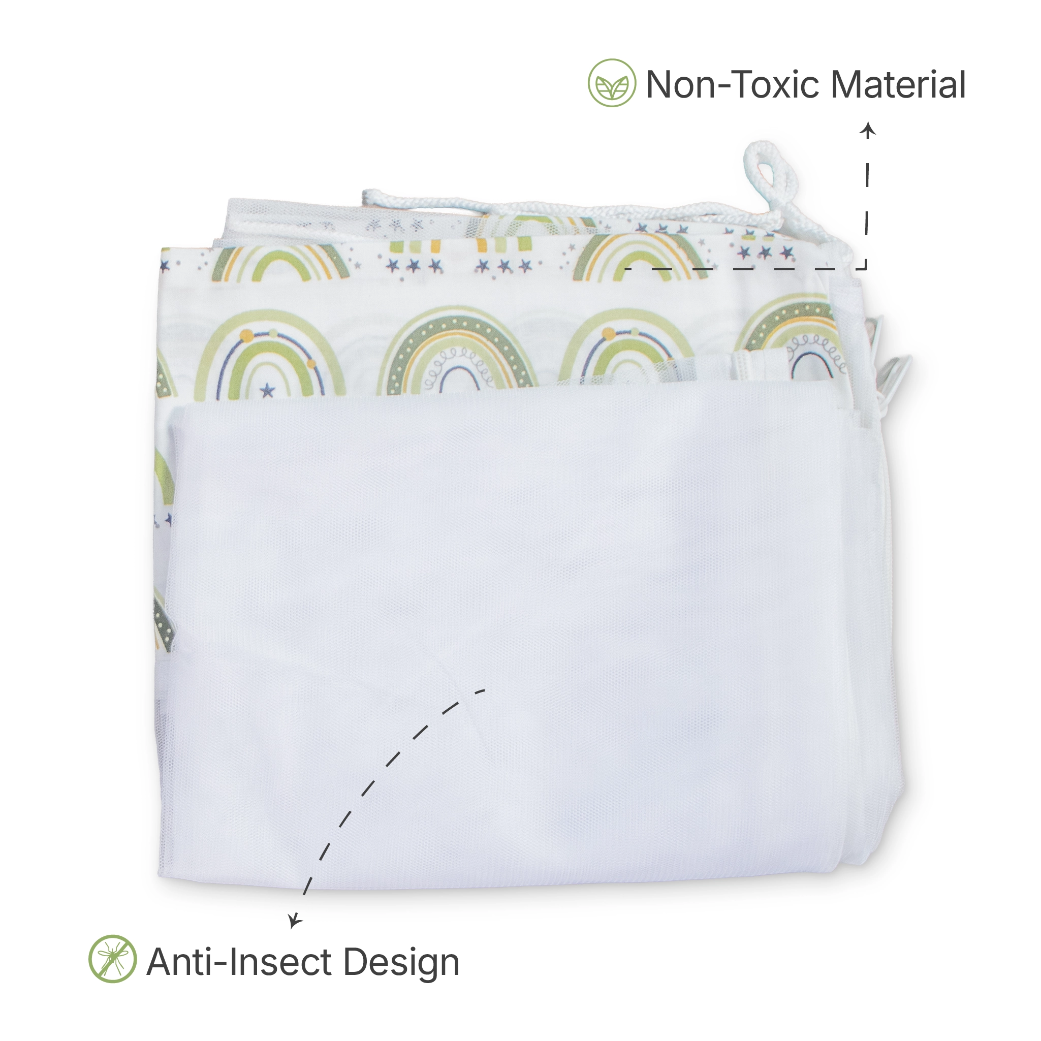 Premium Cotton Baby Hammock Cradle Cloth & Mosquito Net Combo Set (Breathable & Washable)