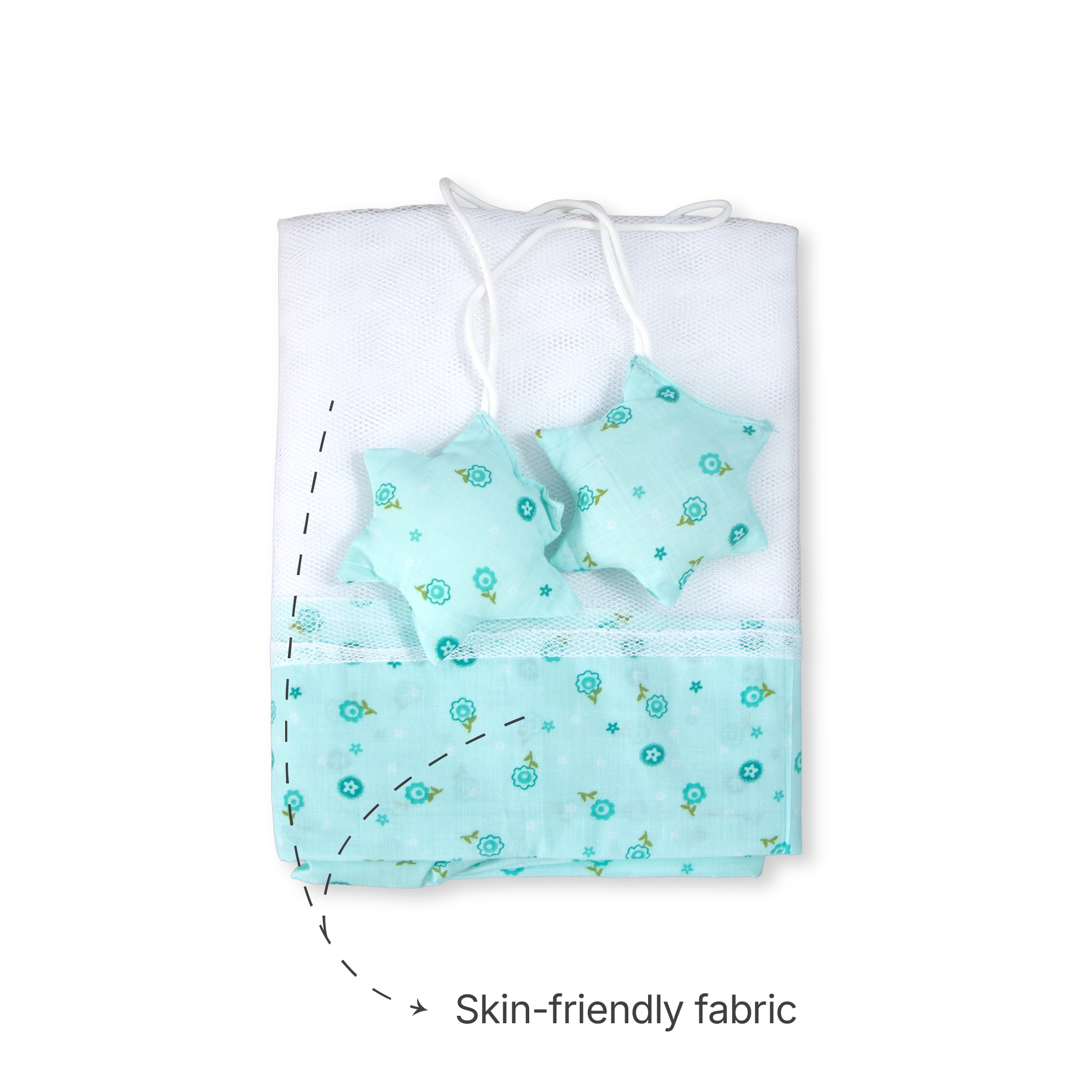 Premium Hanging Cradle Mosquito Net with Decorative Border & Hanging Stars