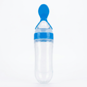 Kids Boon Squeeze Baby Food Dispensing Spoon | Silicone Feeder Bottle (Blue)