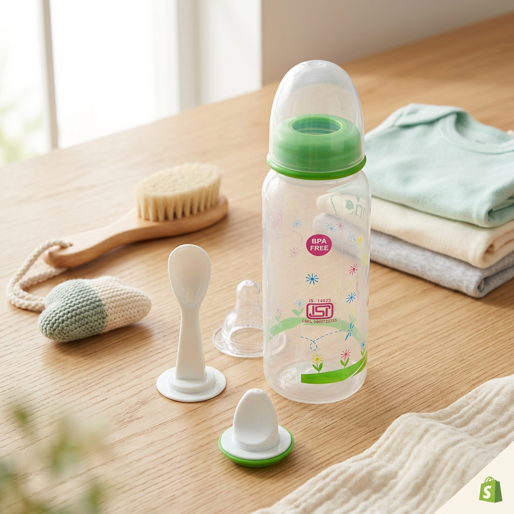 Kids Boon 3-in-1 BPA-Free Baby Feeding Bottle with Spoon Feeder & Nipple (250ml)
