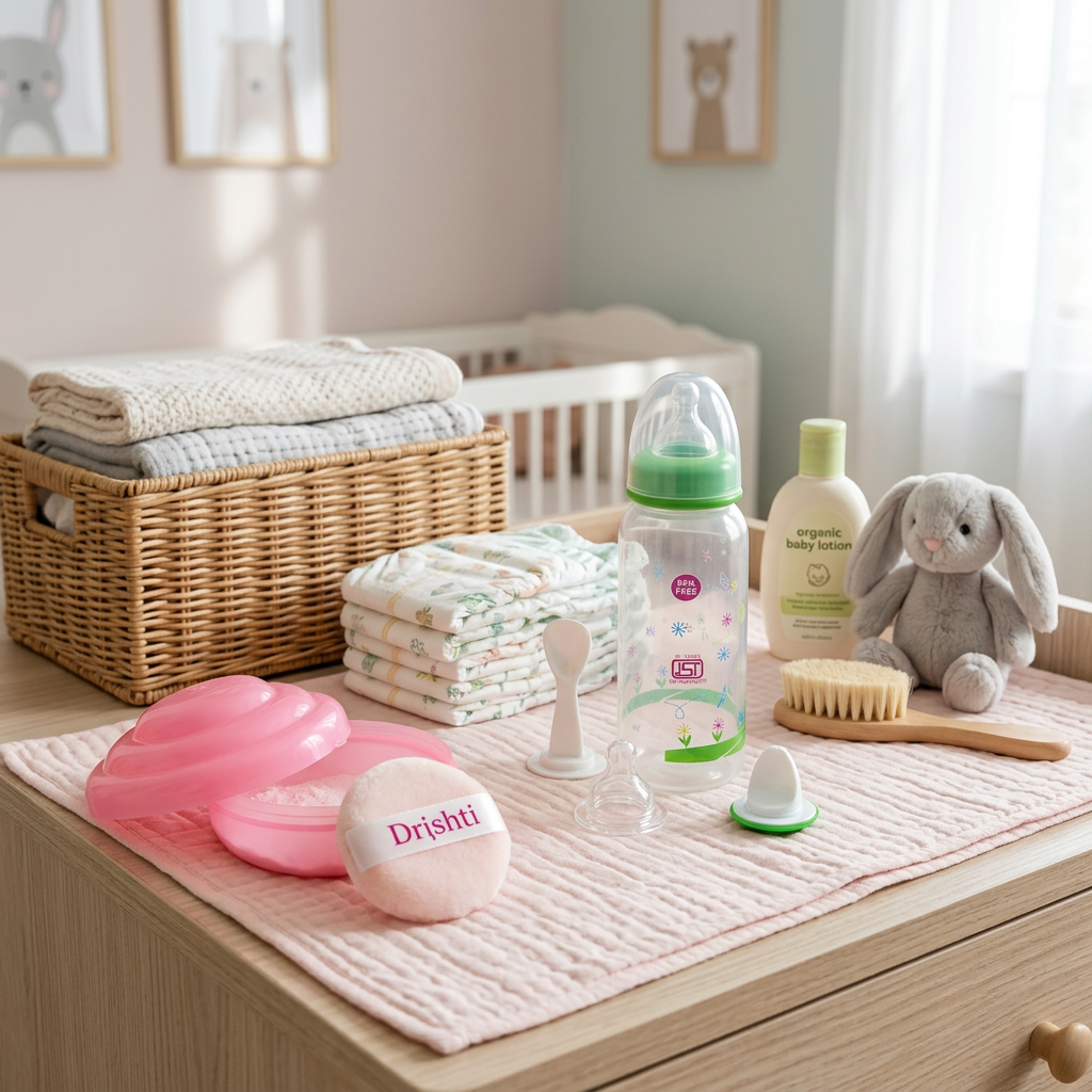 Soft Baby Powder Puff & Pink Container Set | Gentle Talcum Applicator for Infants