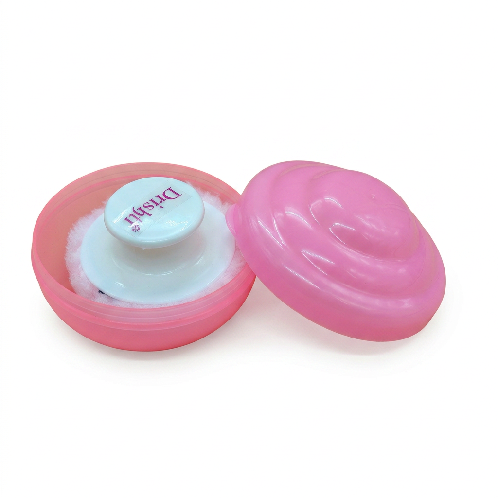 Soft Baby Powder Puff & Pink Container Set | Gentle Talcum Applicator for Infants