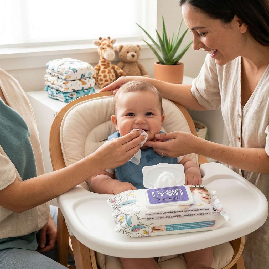 LYON Premium Baby Wipes with Aloe Vera & Vitamin E - 80 Count | Alcohol & Paraben-Free Sensitive Skin Wipes