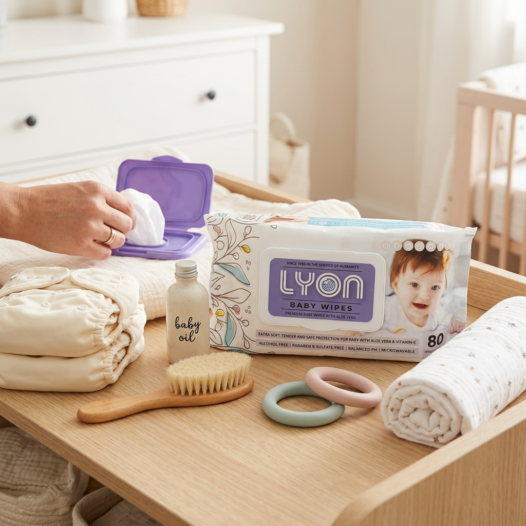 LYON Premium Baby Wipes with Aloe Vera & Vitamin E - 80 Count | Alcohol & Paraben-Free Sensitive Skin Wipes
