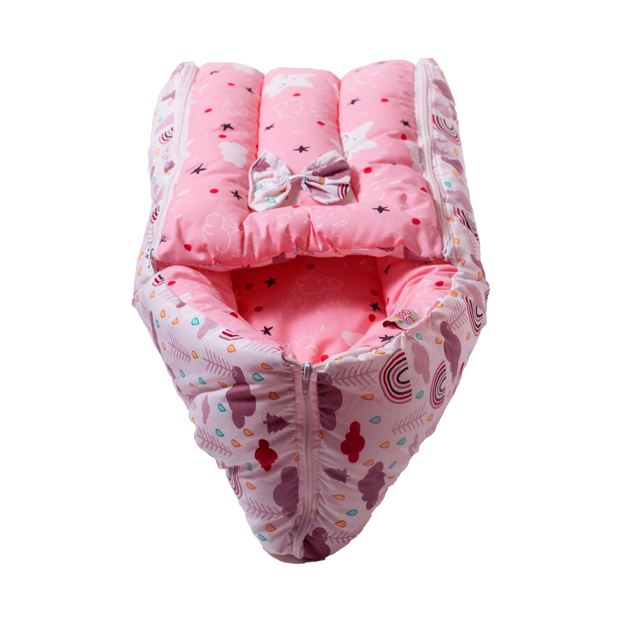 Kids Boon 3-in-1 Baby Carry Bed & Sleeping Bag - Soft Pink Newborn Travel Nest