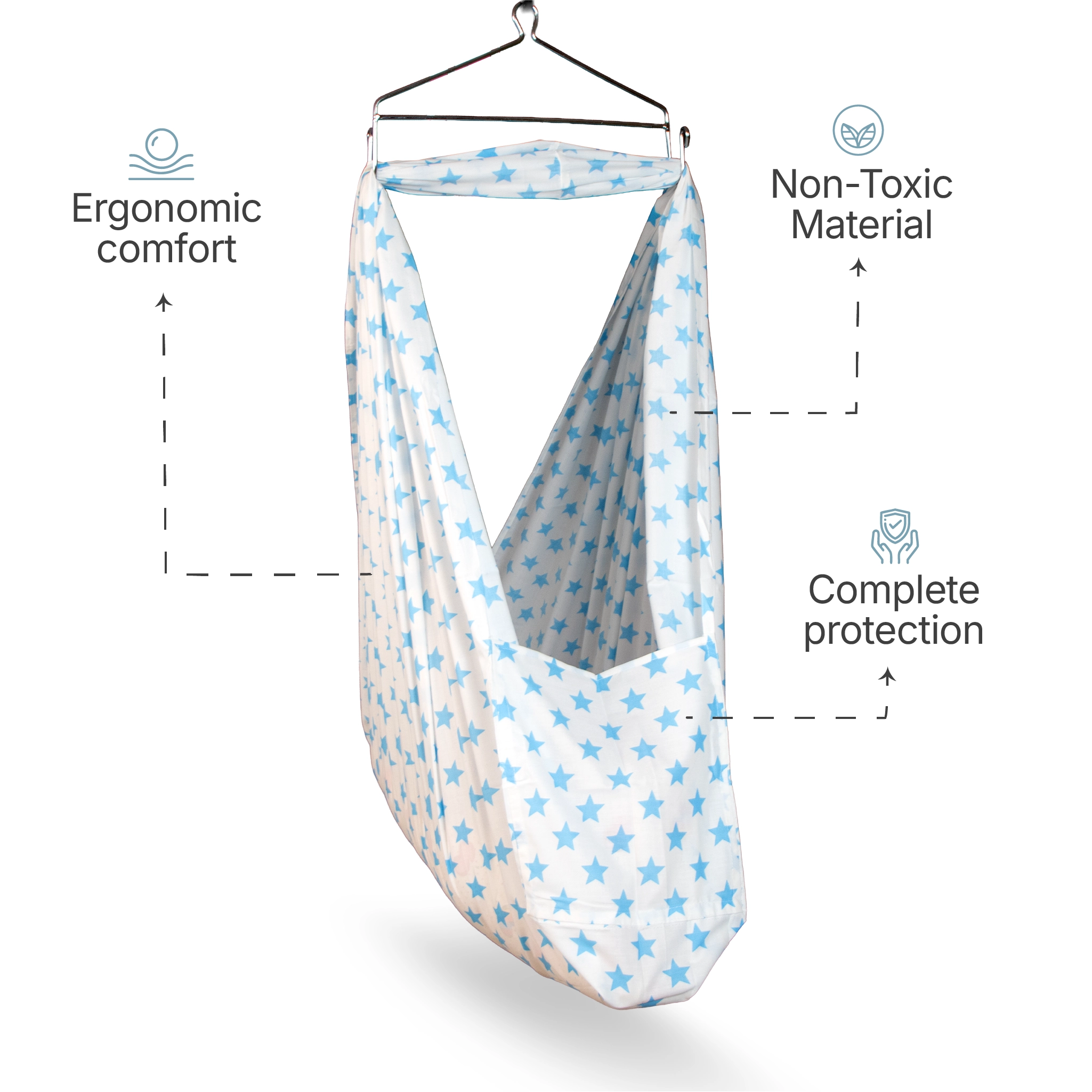 Premium 100% Cotton Hooded Baby Hammock Cradle Cloth