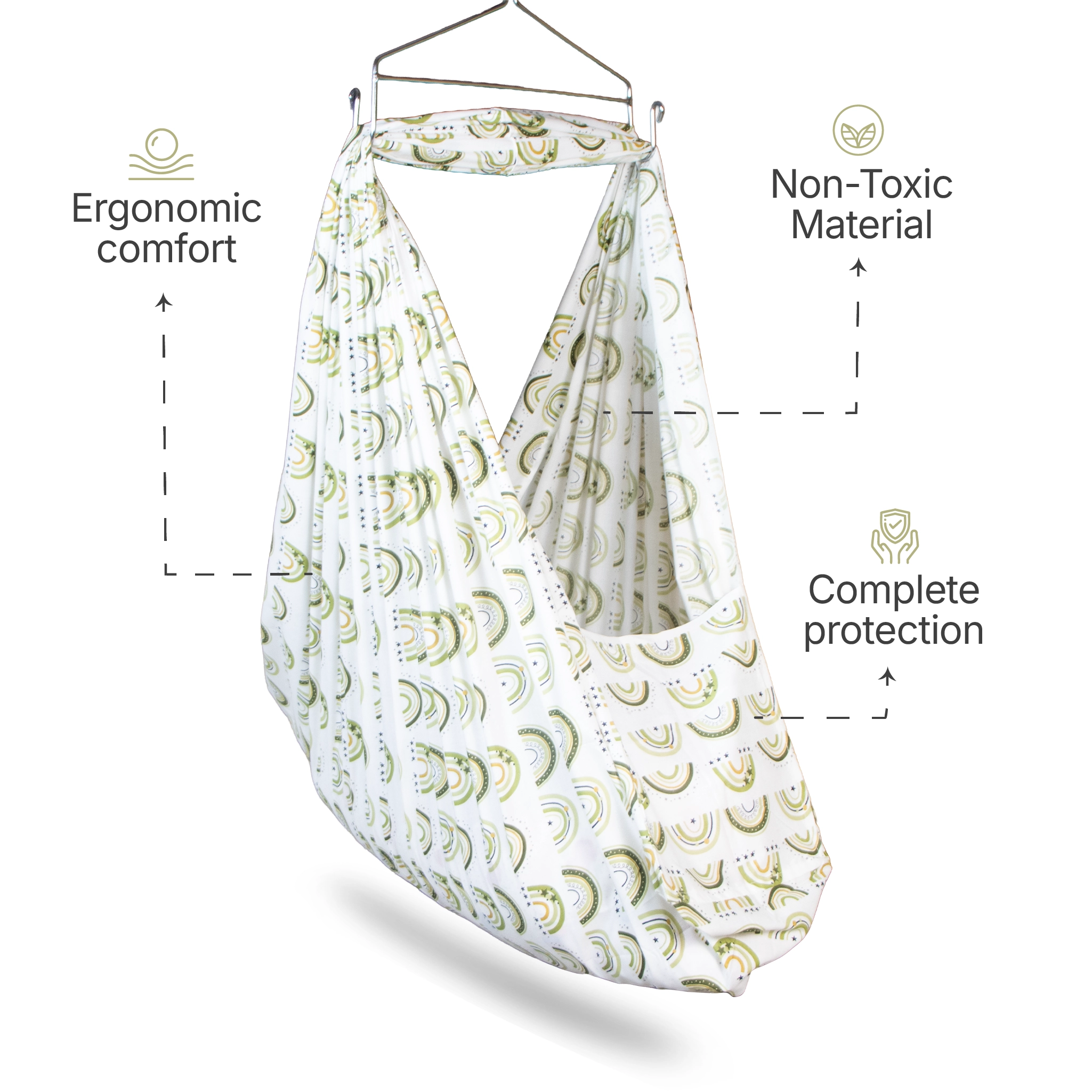 Premium 100% Cotton Hooded Baby Hammock Cradle Cloth